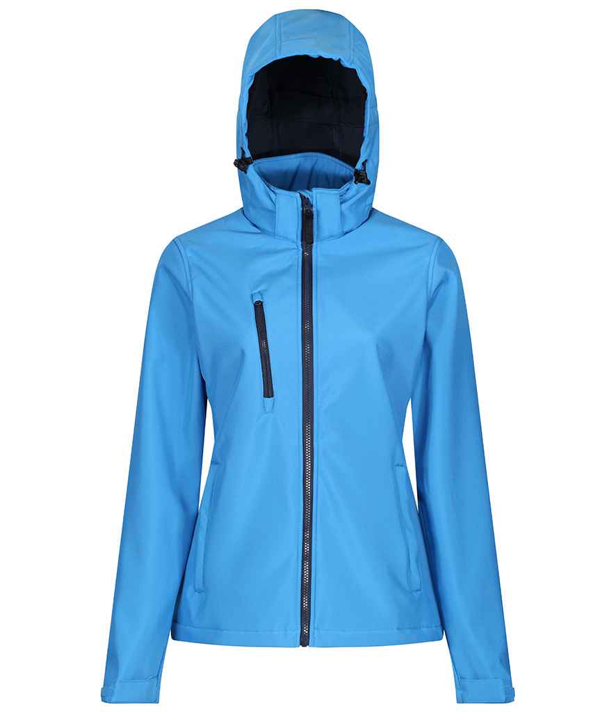 Regatta Ladies Venturer Three Layer Hooded Soft Shell Jacket - French Blue/Navy